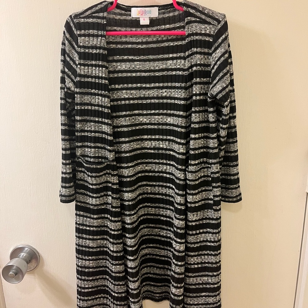 Girls Lularoe Sariah size 6 long cardigan